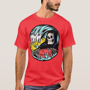 Rooster Reaper Skeleton Surf Surfing T-shirt