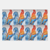 Rooster Red Chicken Cochle Bird Waterverf Art Inpakpapier Vel (Voorkant 3)