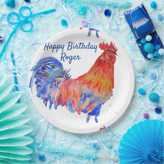 Rooster Red Waterverf Birthday Party Paper Bord (Feest)