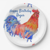 Rooster Red Waterverf Birthday Party Paper Bord (Voorkant)