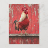 Rooster Red Wood Barn Wall Briefkaart (Voorkant)