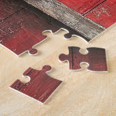 Rooster Red Wood Barn Wall Legpuzzel (Zijkant)