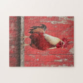 Rooster Red Wood Barn Wall Legpuzzel (Horizontaal)
