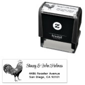 Rooster Return Address Self Inking Stamp Zelfinktende Stempel (In situ)