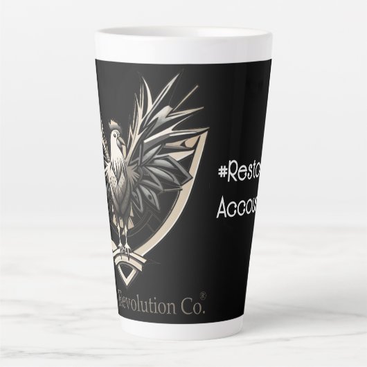 Rooster RevolutionWear: Defect the System Latte Mok (Voorkant)