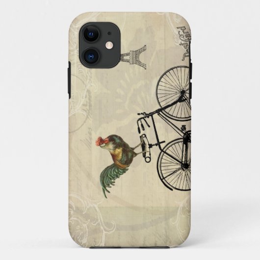 Rooster Riding a Bike van Eiffel Tower Case-Mate iPhone Case (Achterkant)