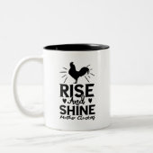 Rooster Rise and Shine Moeder Cluckers Tweekleurige Koffiemok (Links)