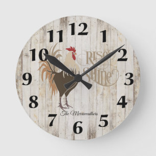 Rooster Rise and Shine Wall Ronde Klok