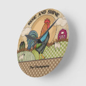 Rooster Rise and Shine Wall  Ronde Klok (Hoek)