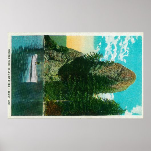Rooster Rock op Columbia River Poster (Voorkant)