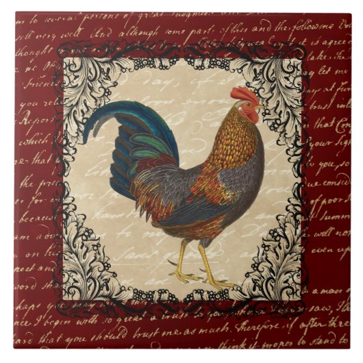 Rooster rode tegeltje (Voorkant)