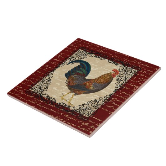 Rooster rode  tegeltje (Zijkant)