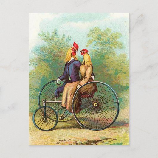 Rooster Romantic Bike Date Briefkaart (Voorkant)