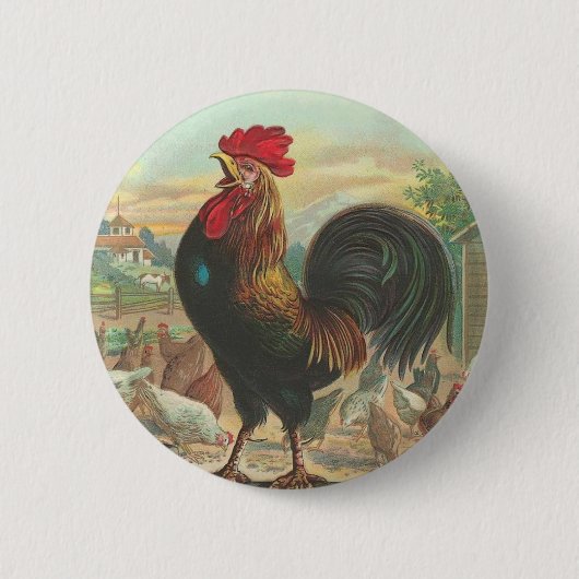 Rooster Ronde Button 5,7 Cm (Voorkant)