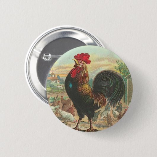 Rooster Ronde Button 5,7 Cm (Voorkant /achterkant)