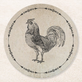  Rooster Ronde Kartonnen Onderzetter
