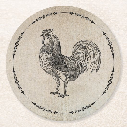  Rooster Ronde Kartonnen Onderzetter (Voorkant)