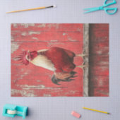 Rooster Rood Hout Schuur Wall Decoupage Tissuepapier (Craft)