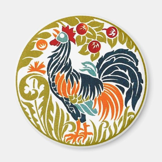 Rooster Round Magnet (Voorkant)