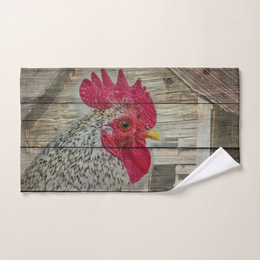 Rooster Rustic Chicken Coop Barn Board Bad Handdoek (Handdoek)