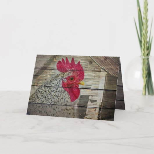 Rooster Rustic Chicken Coop Barn Board Bedankkaart (Voorkant)