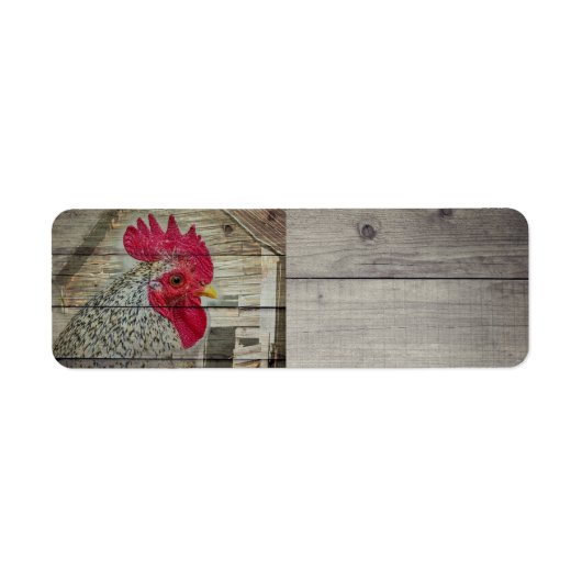 Rooster Rustic Chicken Coop Barn Board Etiket (Voorkant)