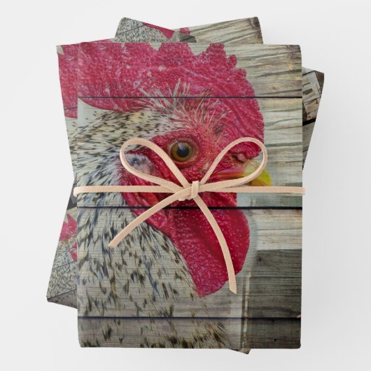 Rooster Rustic Chicken Coop Barn Board Inpakpapier Vel (In situ)