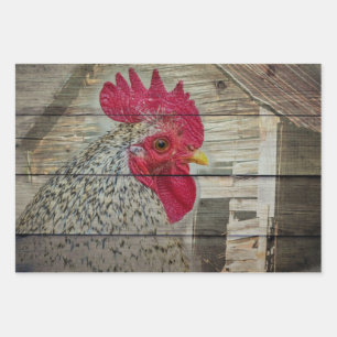 Rooster Rustic Chicken Coop Barn Board Inpakpapier Vel