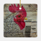 Rooster Rustic Chicken Coop Barn Board Keramisch Ornament (Achterkant)