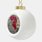 Rooster Rustic Chicken Coop Barn Board Keramische Bal Ornament (Rechts)