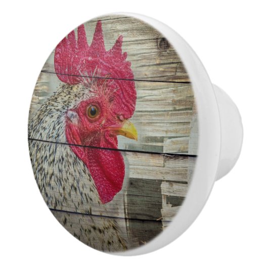 Rooster Rustic Chicken Coop Barn Board Keramische Knop (Rechts)
