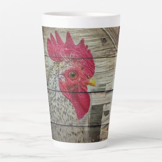 Rooster Rustic Chicken Coop Barn Board Latte Mok (Voorkant)