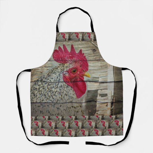 Rooster Rustic Chicken Coop Barn Board Schort (Voorkant)
