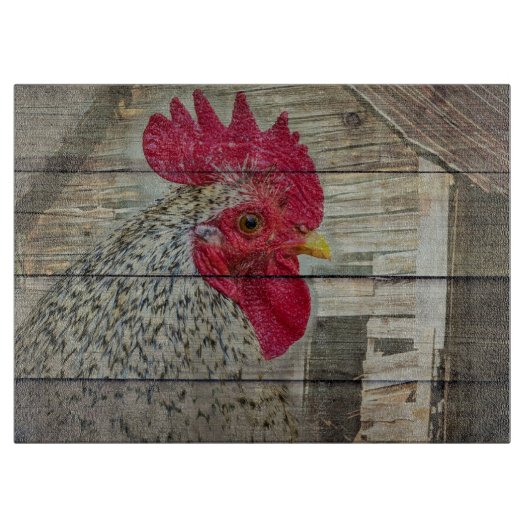 Rooster Rustic Chicken Coop Barn Board Snijplank (Voorkant)