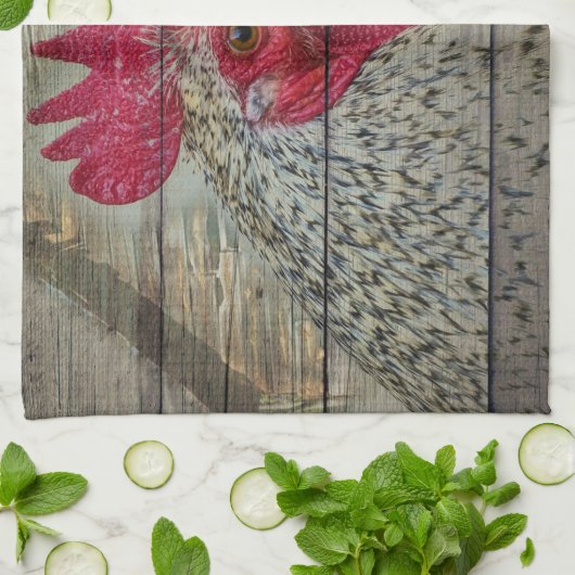 Rooster Rustic Chicken Coop Barn Board Theedoek (Gevouwen)