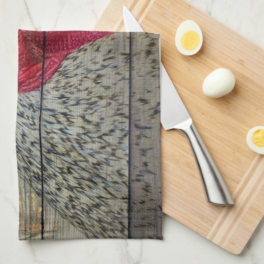 Rooster Rustic Chicken Coop Barn Board Theedoek (Quarter Fold)