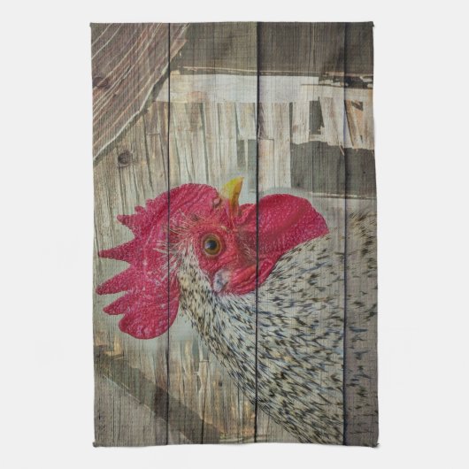 Rooster Rustic Chicken Coop Barn Board Theedoek (Verticaal)
