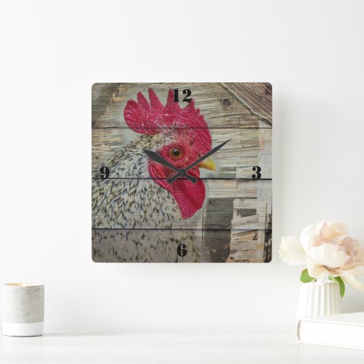 Rooster Rustic Chicken Coop Vierkante Klok (Huis)