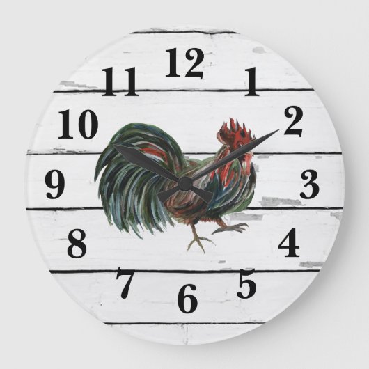 Rooster Rustic Shiplap Farmhouse Decor Grote Klok (Voorkant)