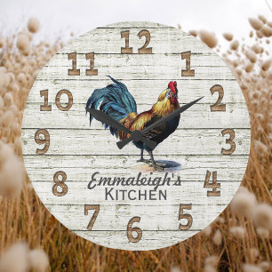 Rooster Rustic Wood Chicken Wire Monogram Grote Klok