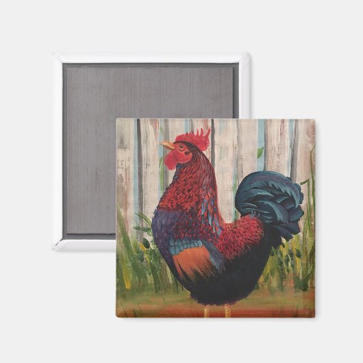 Rooster-schilderkunst magneet (Voorkant / Achterkant)