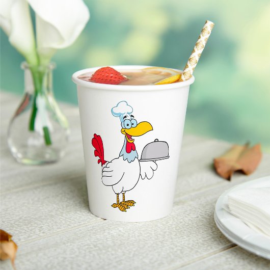 Rooster Serving Food Papieren Bekers
