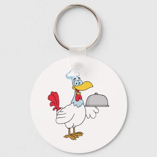 Rooster Serving Food Sleutelhanger (Voorkant)