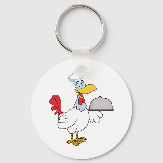 Rooster Serving Food Sleutelhanger (Achterkant)