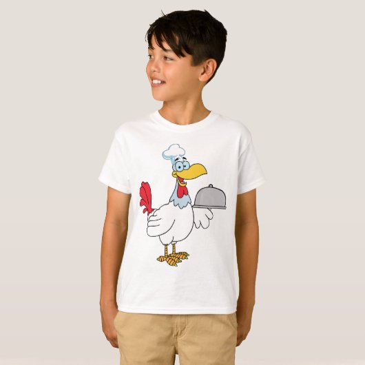 Rooster Serving Food T-shirt (Voorkant volledig)