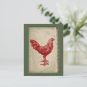  Rooster Shabby Chic Grunge Chicken Briefkaart (Staand voorkant)