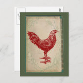  Rooster Shabby Chic Grunge Chicken Briefkaart (Voorkant / Achterkant)