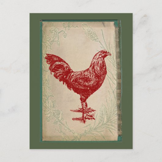  Rooster Shabby Chic Grunge Chicken Briefkaart (Voorkant)