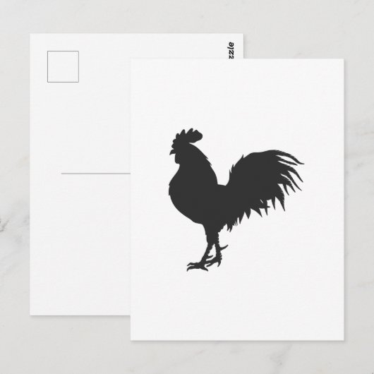 Rooster silhouet - Kies achtergrondkleur Briefkaart (Voorkant / Achterkant)