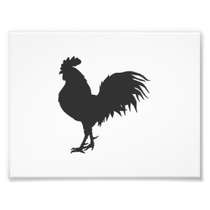 Rooster silhouet - Kies achtergrondkleur Foto Afdruk